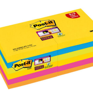 POST-IT   Super Sticky Notes     76x76mm 654SSCARN Carnival 5 farben  12x90 Blatt