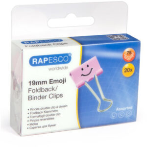 RAPESCO   Foldback Clip Emoji       19mm 1349      rosa                  20 Stück