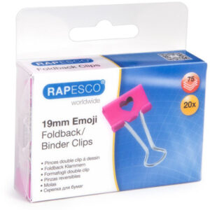 RAPESCO   Foldback Clip Emoji       19mm 1357      hot Pink              20 Stück