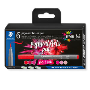 STAEDTLER Fasermaler mit Pinselspitze 371 C6-1  pigment pen 376        6er Set