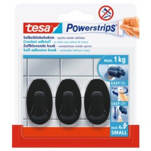 TESA      Powerstrips Haken            S 582750000 schwarz                3 Stück