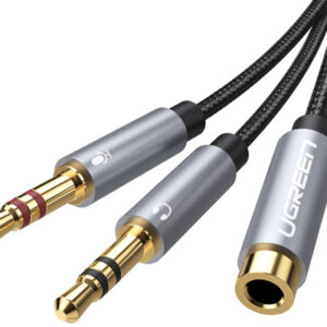 UGREEN    Audio Cable 3.5mm Fem./2 Male 20899     aluminum Case, Black
