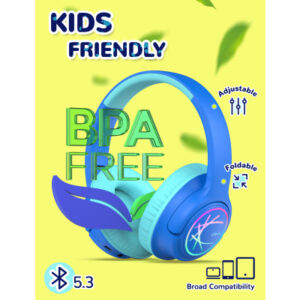 ICLEVER   Headphones Kids BT & Cable LED C102083N1 74/85/94 dB, 43h          blue