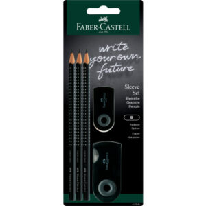 FABER CA. Bleistift B/Radierer/Spitzer 217059    Sleeve Set             schwarz