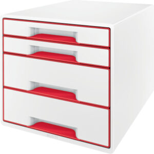 LEITZ     Schubladenbox WOW Cube      A4 52132026  weiss/rot, 4 Schubladen