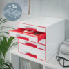 LEITZ     Schubladenbox WOW Cube      A4 52142026  weiss/rot, 5 Schubladen – Bild 2