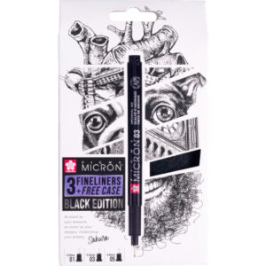 SAKURA    Pigma Micron Set    0.1-0.50mm POXSDKB3  mit Stifteetui         3 Stück