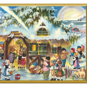 SELLMER   Weihnachtskarte 9900 99258     Buntes Treiben am Stall