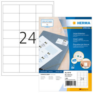 HERMA     Etiketten Inkjet     66x33.8mm 10779     weiss       1920 Stk./80 Blatt