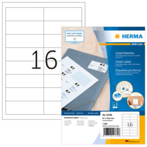HERMA     Etiketten Inkjet     97x33.8mm 10780     weiss       1280 Stk./80 Blatt