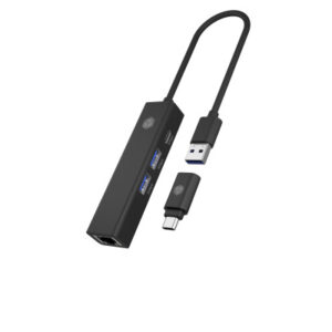ICY BOX   USB Hub & Gigabit Eth. LAN IBHUB1439 USB 3.2 G1, 2x USB-A, 1x USB-C