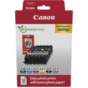 CANON     Photo Value Pack       CMYBKGY PGCL530/1 PIXMA TS8750/51   PP-201 50Bl.