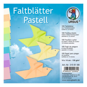 URSUS     Faltblätter Origami    14×14cm 3156199   Pastell-Farben ass.  100 Blatt