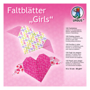 URSUS     Faltblätter Origami    15×15cm 38015599F Designs Girls ass.   120 Blatt