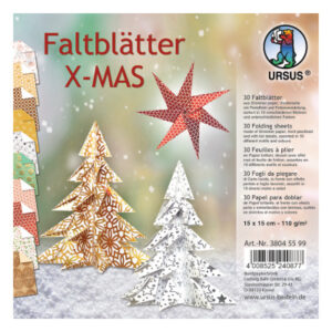URSUS     Faltblätter Origami    15x15cm 38045599  X-MAS                 30 Blatt