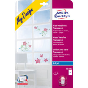 AVERY ZW. Glasfolie My Design         A4 MD3002    transparent            4 Blatt