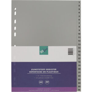 BÜROLINE  Register PP                 A4 40947     grau                      1-52