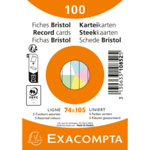 EXACOMPTA Karteikarten liniert        A7 10852E    farbig assortiert    100 Stück