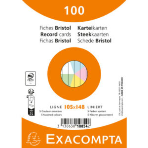 EXACOMPTA Karteikarten liniert        A6 10854E    farbig assortiert    100 Stück