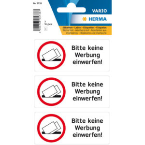 HERMA     Hinweis-Etiketten 5738      keine Reklame          3 Stück