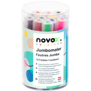 NOVOOO    Fasermaler Jumbo         0.5mm 19085     assortiert, Runddose  12 Stück