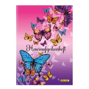 ONLINE    Hausaufgabenheft            A5 10152/12  Butterfly, Deutsch    48 Blatt