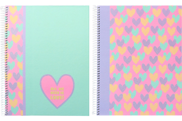 ANCOR Spiralbuch Hardcover A5 124224 B'Log Hearts, kariert 80BL