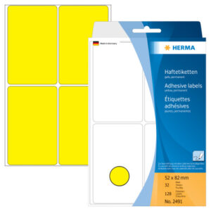 HERMA     Etiketten              52×82mm 2491      gelb                 128 Stück