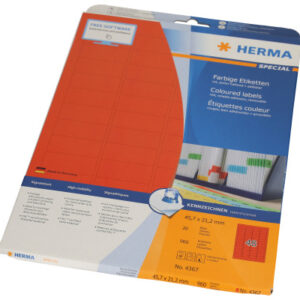 HERMA     Etiketten         45.7x 21.2mm 4367      rot        960 Stück, 20 Blatt