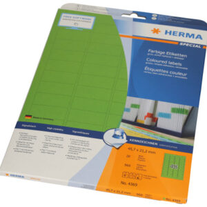 HERMA     Etiketten         45.7x 21.2mm 4369      grün       960 Stück, 20 Blatt