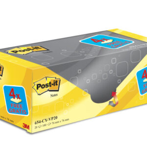 POST-IT   Block Sparbox          76x76mm 654-VP20  gelb/100 Blatt        20 Stück