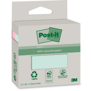 POST-IT   Haftnotizen Recycling  76x76mm 6820R-2LM rosa und grün      2x100 Blatt