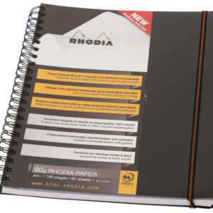 CLAIREFON Office Pro Book, 5 Register A4 119930C   PP schwarz, kariert 160 Seiten