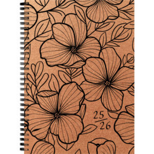 SIMPLEX   Schüleragenda Leather    25/26 500405.26 1W/2S 17M Flowers ML 14.8x21cm