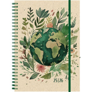 SIMPLEX   Schüleragenda Graspapier 25/26 500407.26 1W/2S 12M World ML   14.8x21cm