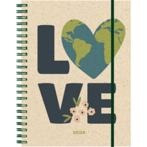 SIMPLEX   Schüleragenda Graspapier 25/26 500409.26 1W/2S 12M Love ML    12x16.5cm