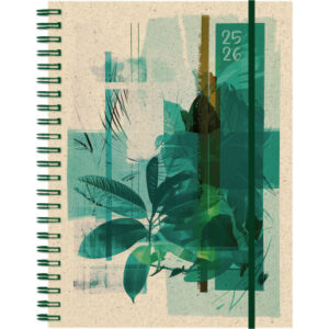 SIMPLEX   Schüleragenda Graspapier 25/26 500410.26 1W/2S 12M Plants ML  12x16.5cm