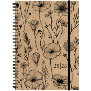 SIMPLEX   Schüleragenda Kraftpap.  25/26 500411.26 1W/2S 17M Flowers ML 14.8x21cm
