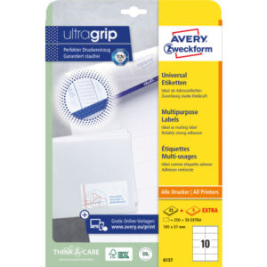 AVERY ZW. Universal-Etiketten   105x57mm 6137Z     weiss                 30 Blatt