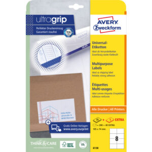 AVERY ZW. Universal-Etiketten   105x74mm 6138Z     weiss                 30 Blatt