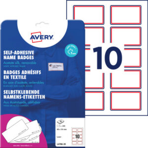 AVERY ZW. Namens-Etiketten L4786-20  weiss/rot 80x50mm    200 Stück