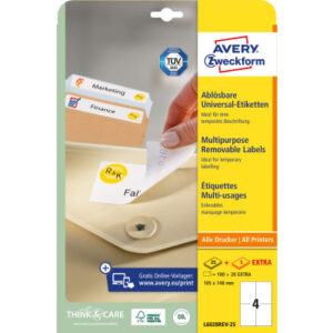 AVERY ZW. Universal-Etiketten  105x148mm L6028REV  weiss                 30 Blatt