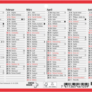 BIELLA    Wandkalender              2026 871507910 6M/1S rot/weiss FR 23.5x15.5cm
