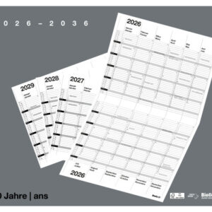 BIELLA    10-Jahreskalender Wire-O  2026 878310000 1J/2S grau DE/FR       30x24cm
