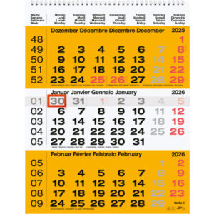 BIELLA    3-Monatskalender Wire-O   2026 889020200 3M/1S gelb ML          31x40cm