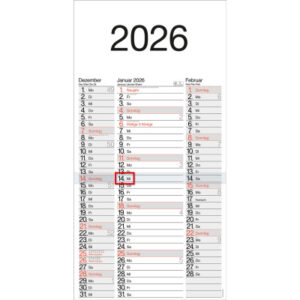 BÜHNER    3-Monatskalender          2026 M3TE-R-BL ML                     30x59cm
