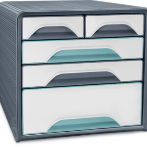 CEP       Schubladenbox Smoove Riviera 7-213     5 Schubladen  grau/ weiss/mint