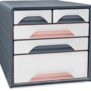 CEP       Schubladenbox Smoove Mineral 7-213     5 Schubladen   grau/weiss/rosa