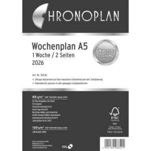 CHRONOPLA Ersatz Wochenplan         2026 50236Z.26 1W/2S in Spalten            A5