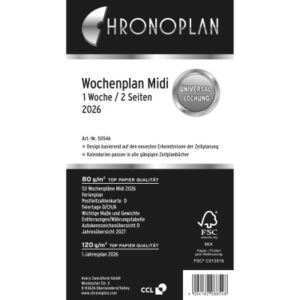 CHRONOPLA Ersatz Wochenplan         2026 50546Z.26 1W/2S in Spalten          Midi